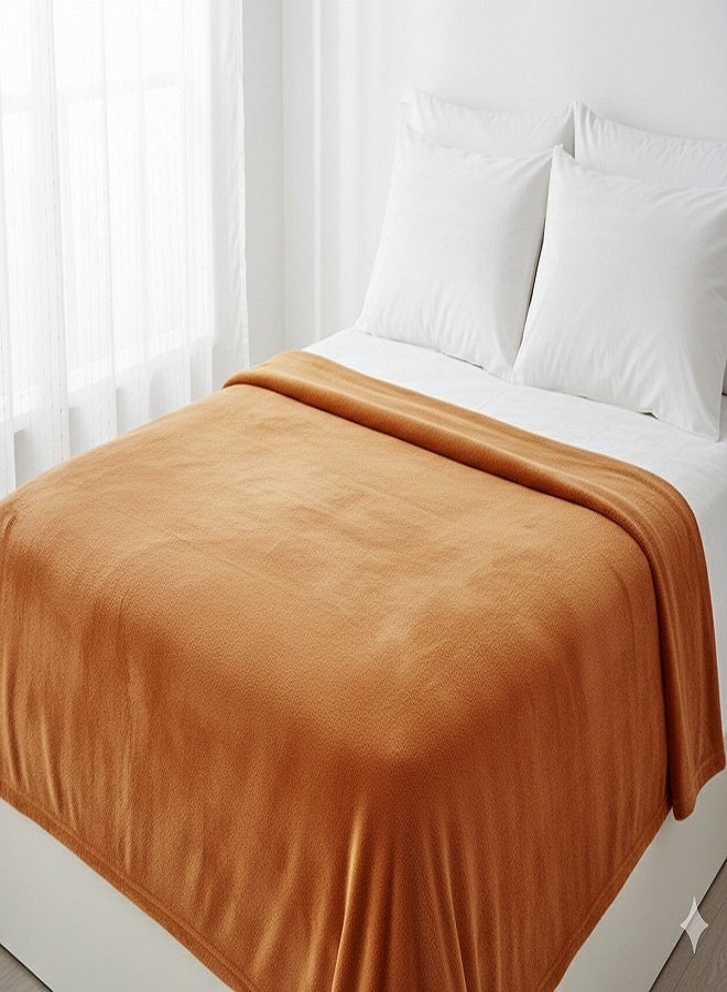 DORMICO Fleece Blanket 200x240 cm Microfiber Soft Warm Lightweight Plain Double Bed Blanket Brown - Image 2